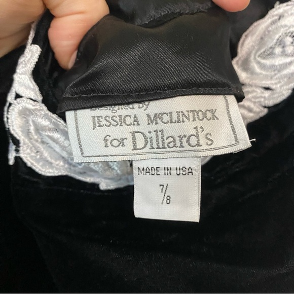 Jessica McClintock Vintage Black Velvet Open Back Dress - Picture 7 of 7